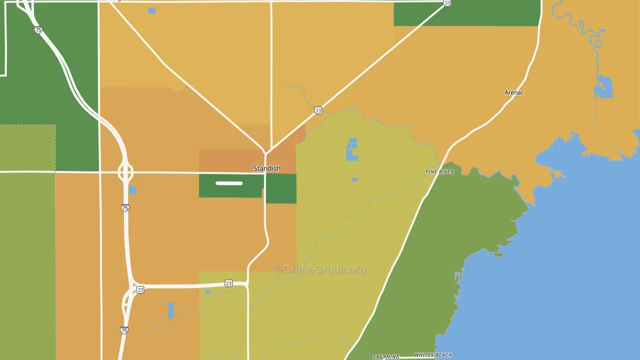 Standish, MI Map of Assault Rates