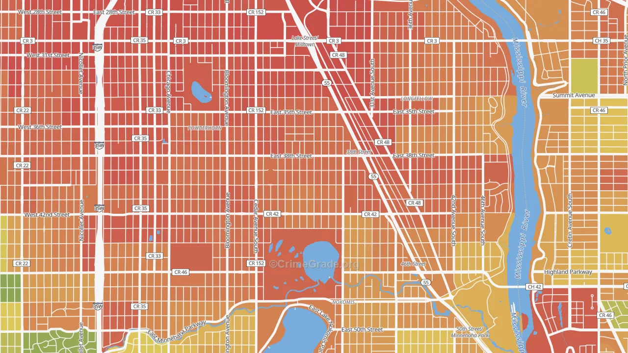 Standish, Minneapolis, MN Map of Assault Rates
