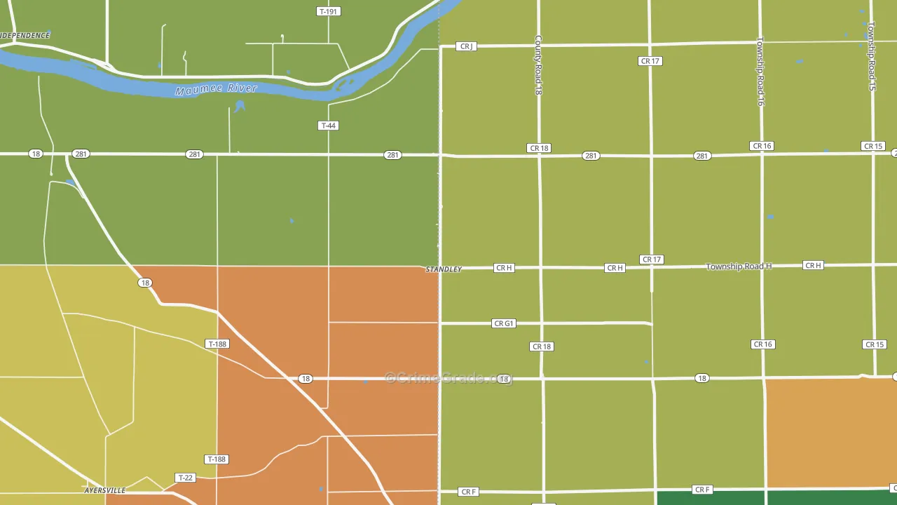 Standley, OH Map of Assault Rates