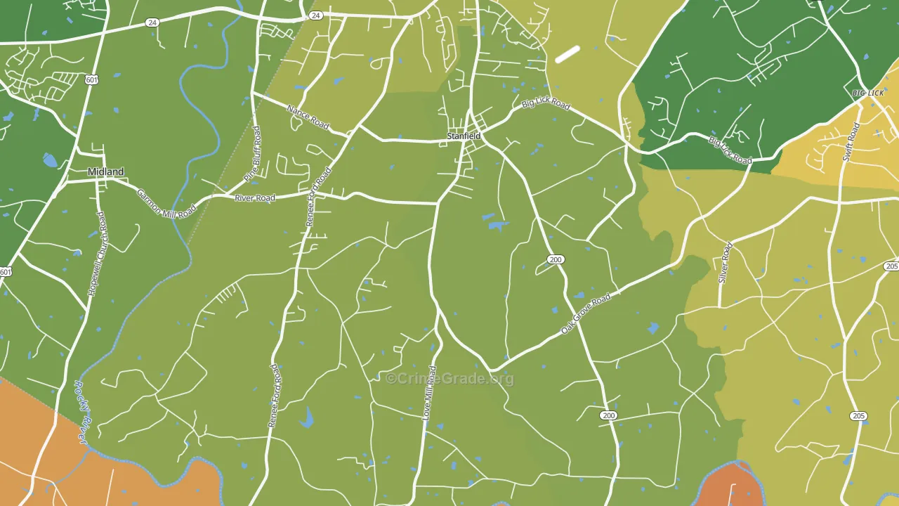 Stanfield, NC Map of Assault Rates