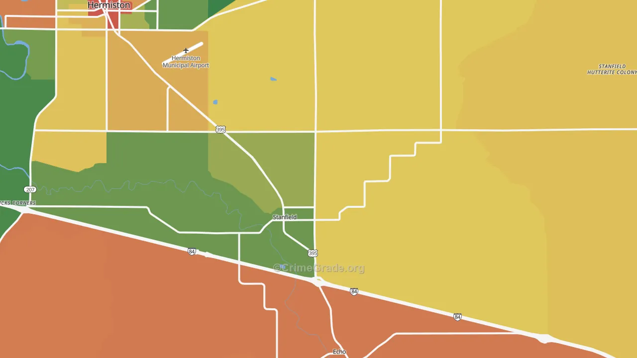 Stanfield, OR Map of Assault Rates