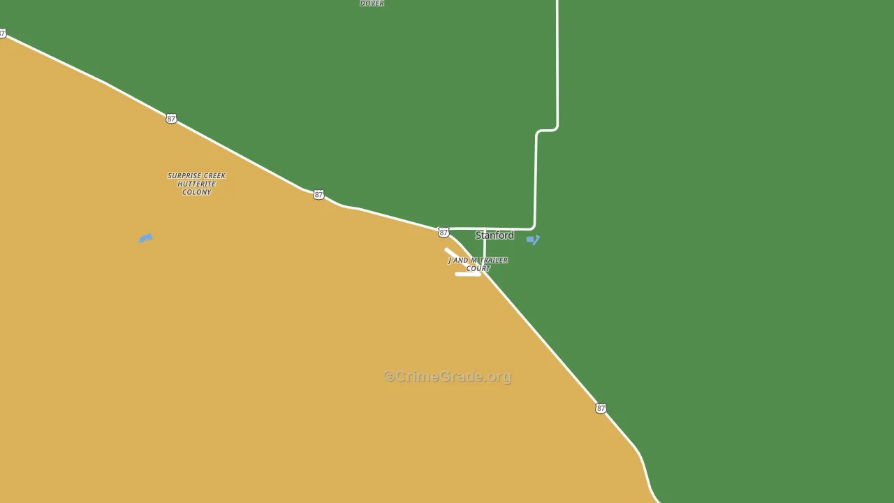 Stanford, MT Map of Assault Rates