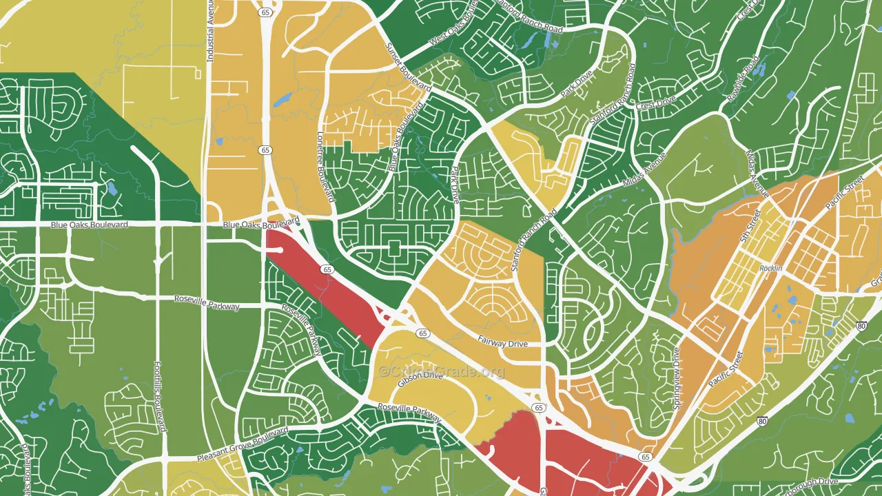 Stanford, Roseville, CA Map of Assault Rates