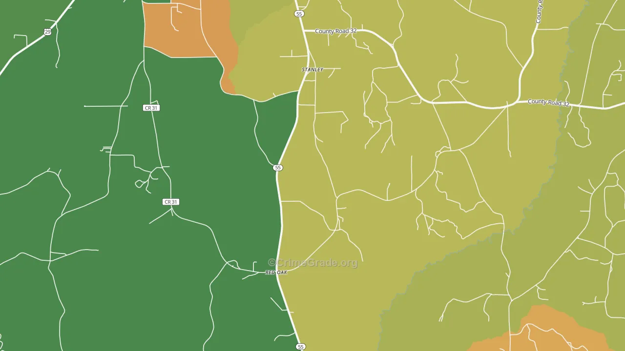 Stanley, AL Map of Assault Rates