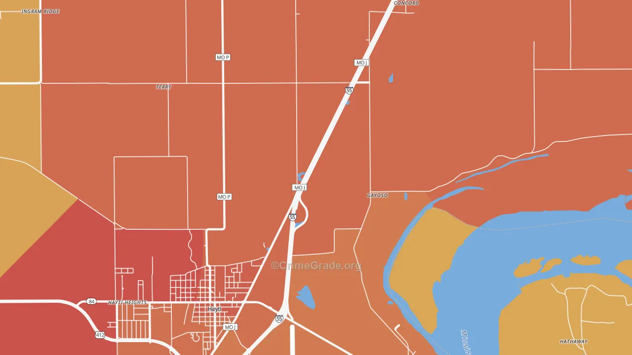 Stanley, MO Map of Assault Rates