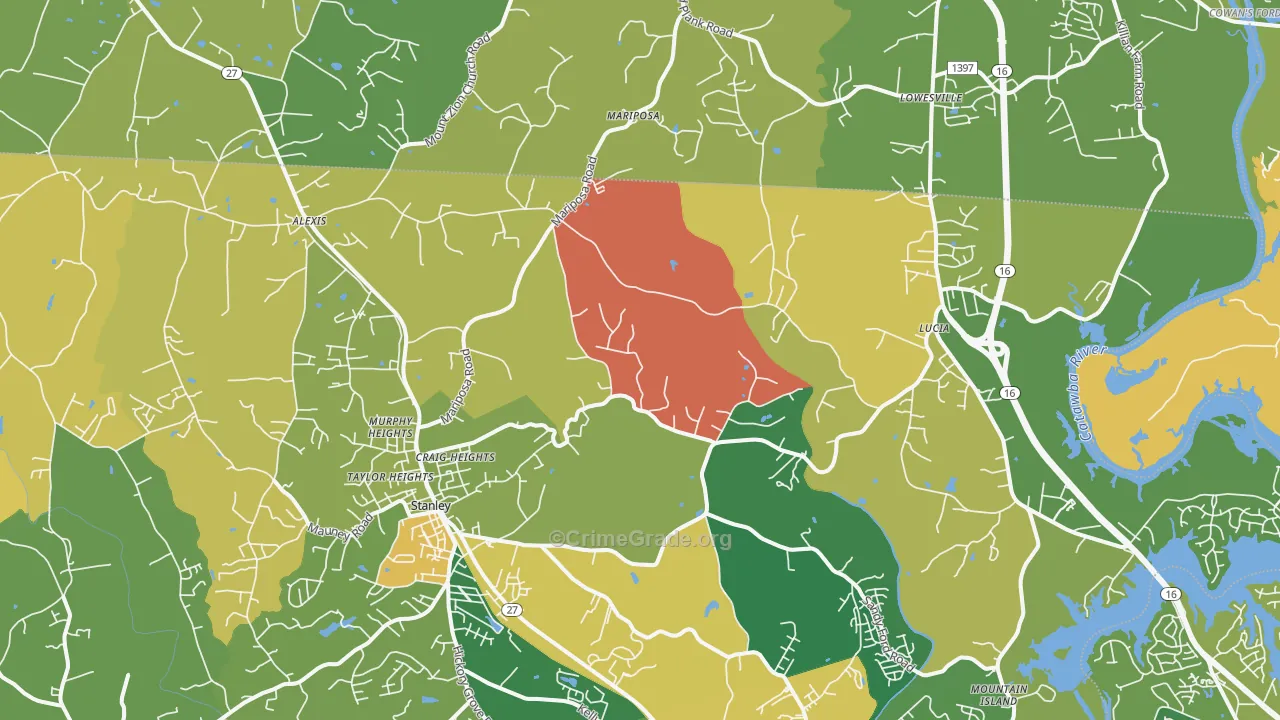 Stanley, NC Map of Assault Rates