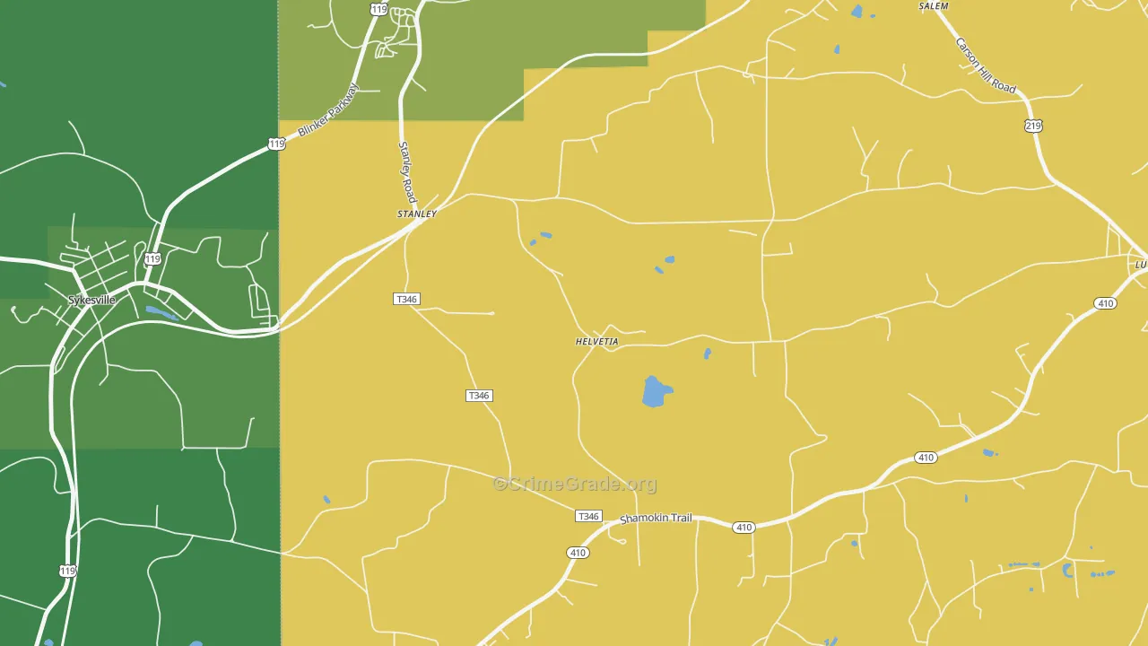 Stanley, PA Map of Assault Rates