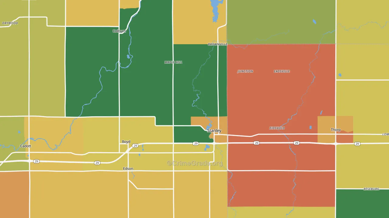 Stanley, WI Map of Assault Rates