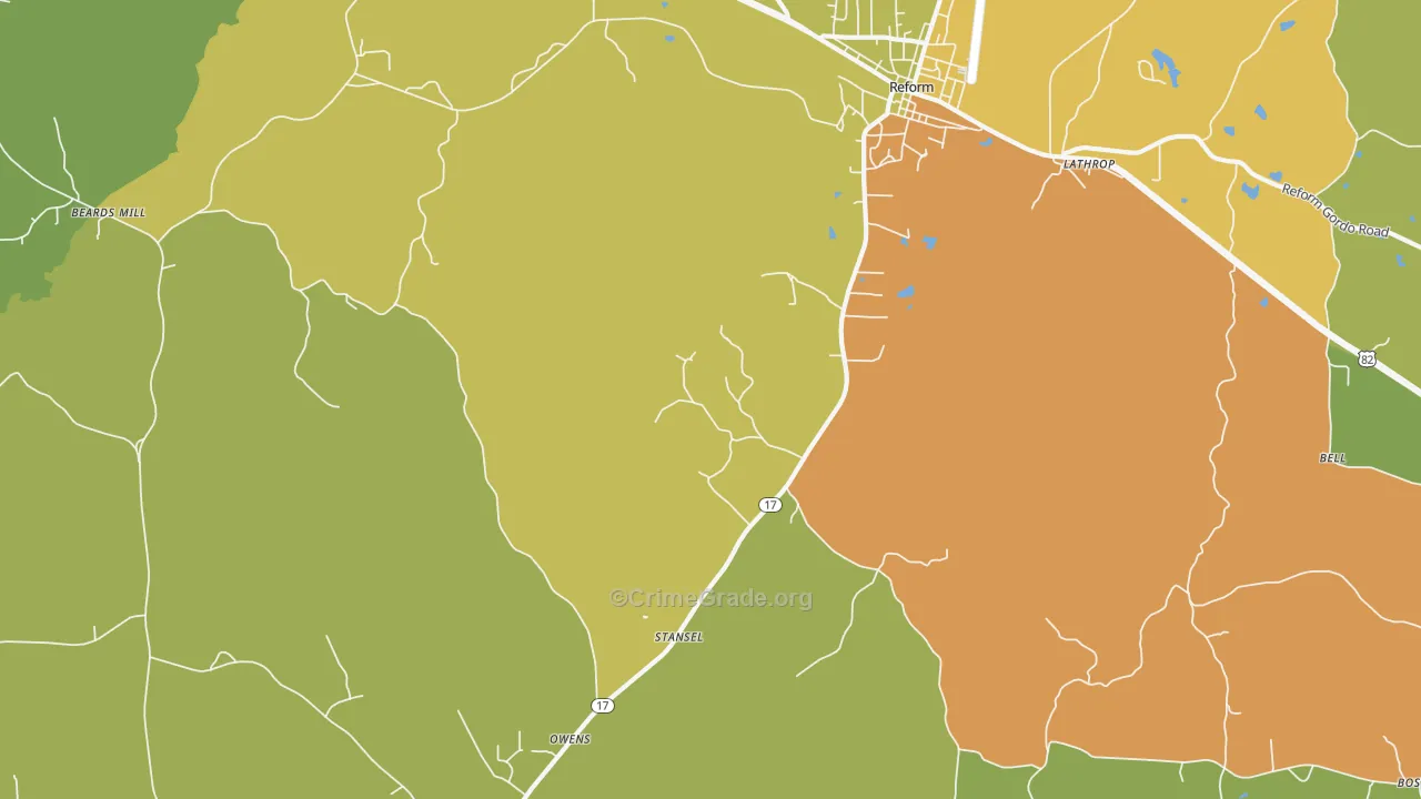 Stansel, AL Map of Assault Rates