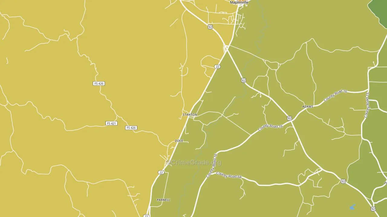 Stanton, AL Map of Assault Rates