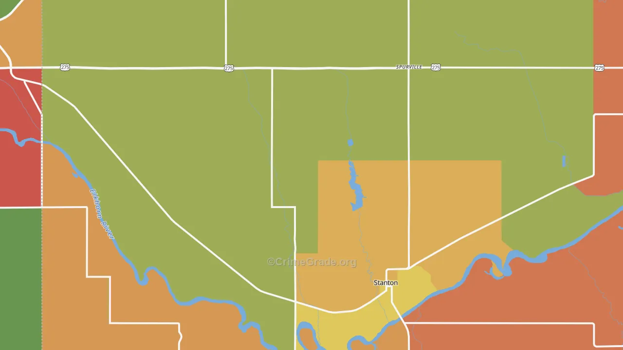 Stanton County, NE Map of Assault Rates