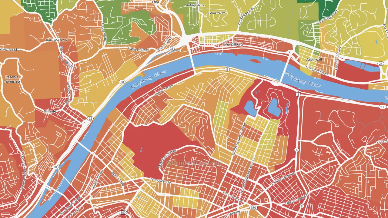 Stanton Heights, Pittsburgh, PA Map of Assault Rates