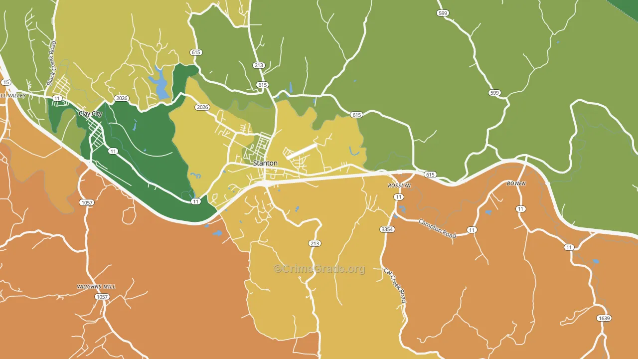 Stanton, KY Map of Assault Rates
