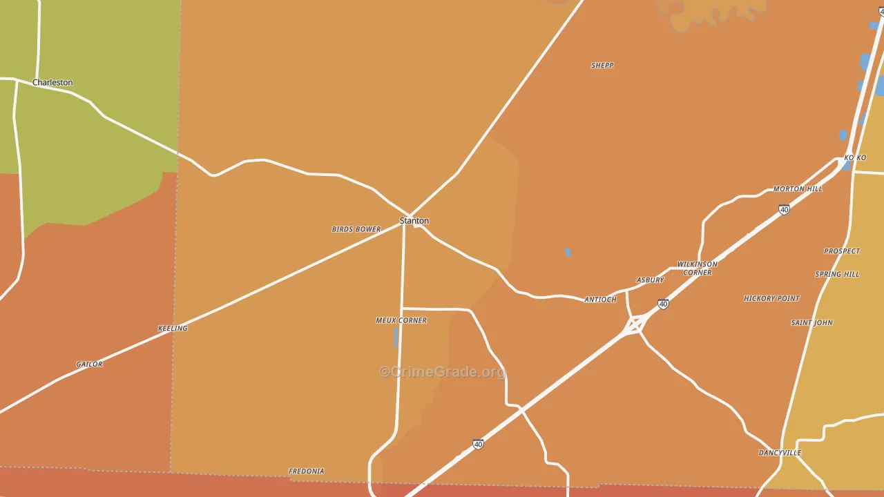 Stanton, TN Map of Assault Rates