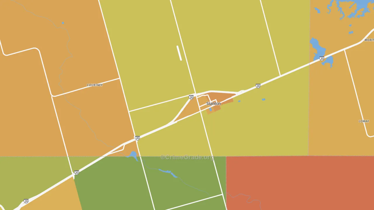 Stanton, TX Map of Assault Rates