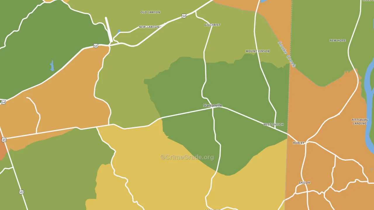 Stantonville, TN Map of Assault Rates