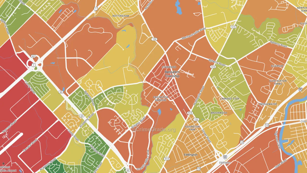 Stanwood, Bensalem, PA Map of Assault Rates