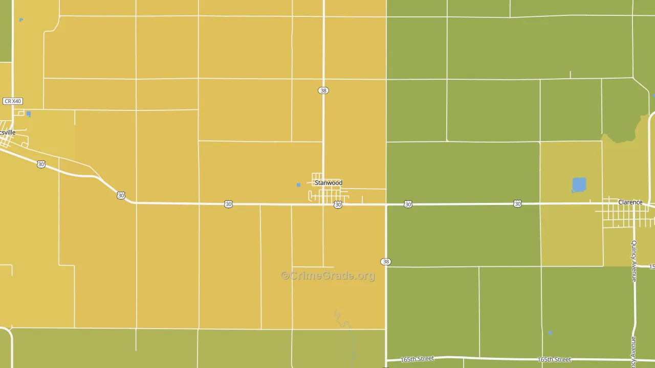 Stanwood, IA Map of Assault Rates