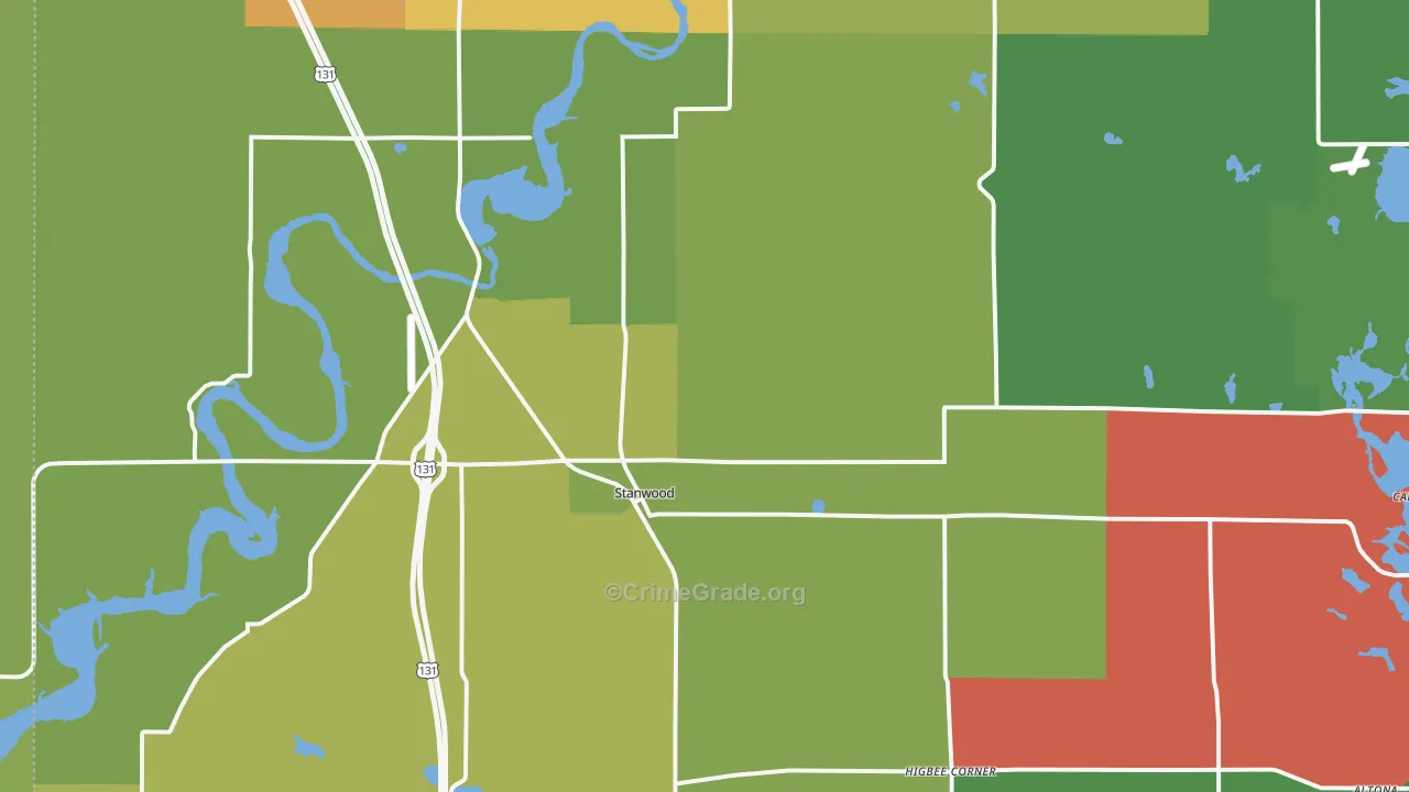 Stanwood, MI Map of Assault Rates