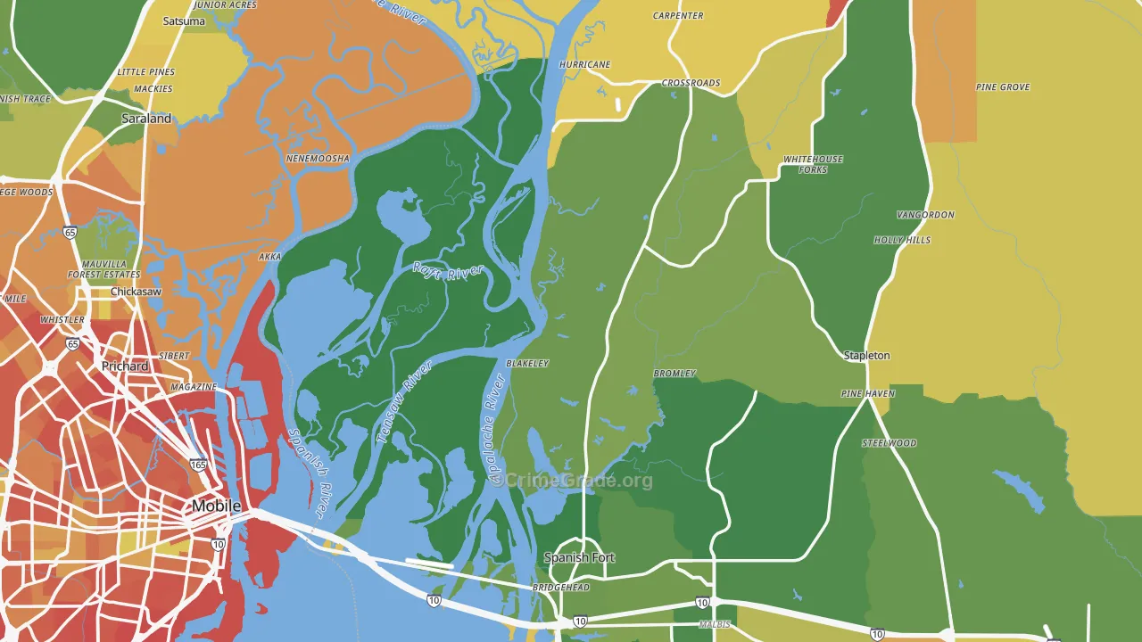 Stapleton, AL Map of Assault Rates