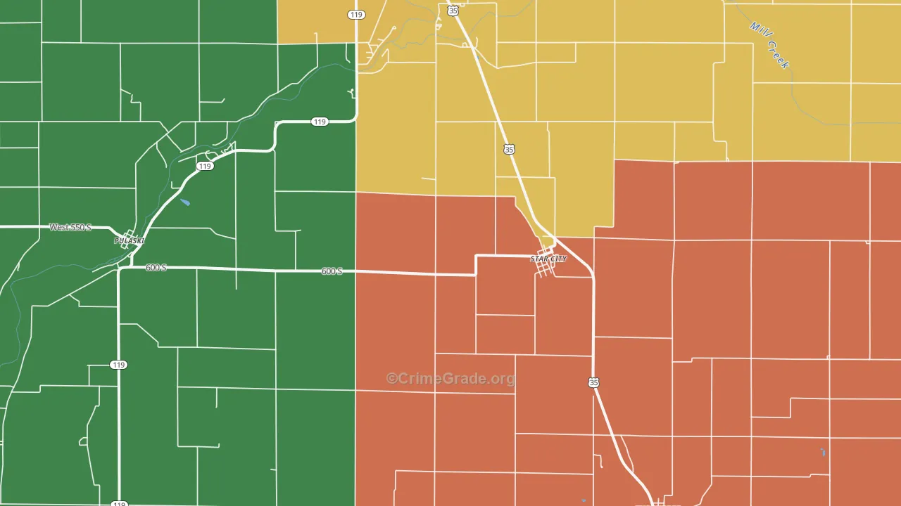 Star City, IN Map of Assault Rates