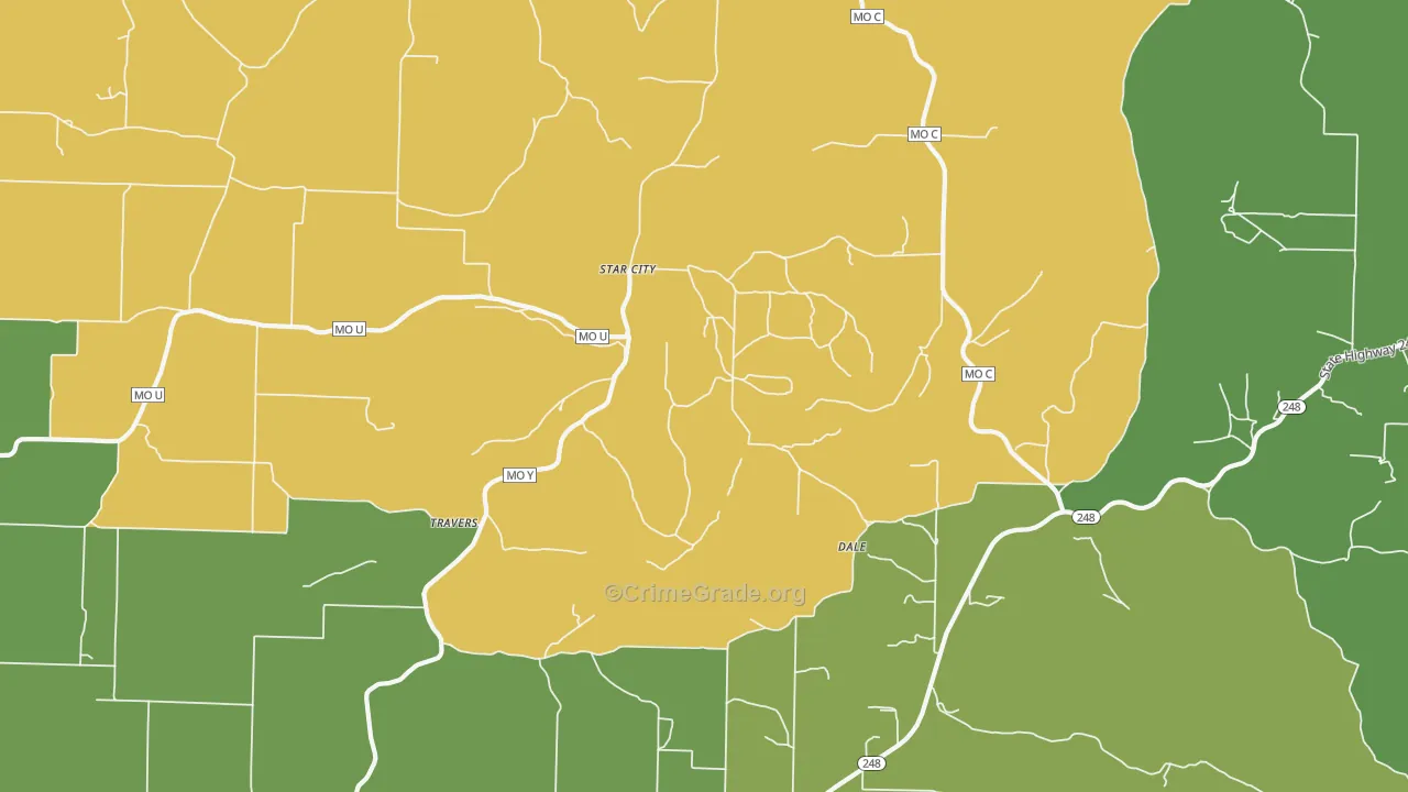 Star City, MO Map of Assault Rates