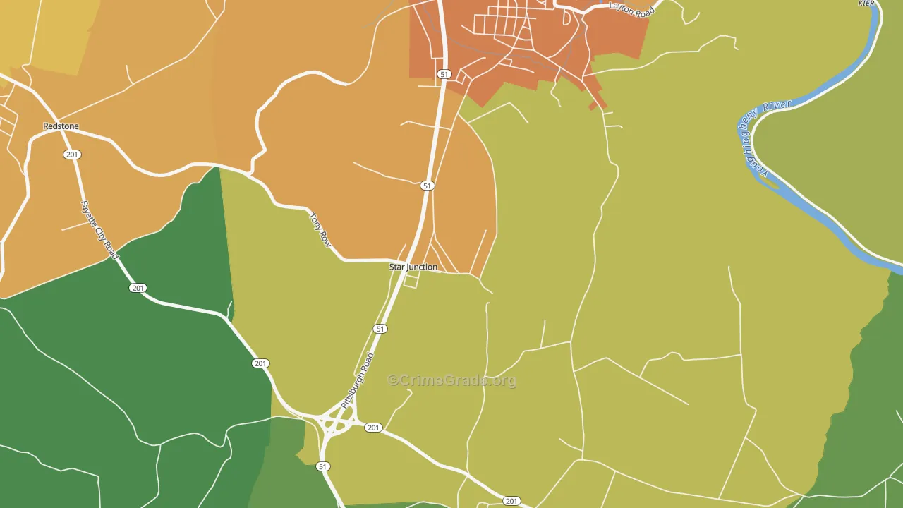 Star Junction, PA Map of Assault Rates