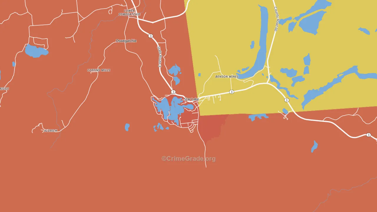 Star Lake, NY Map of Assault Rates