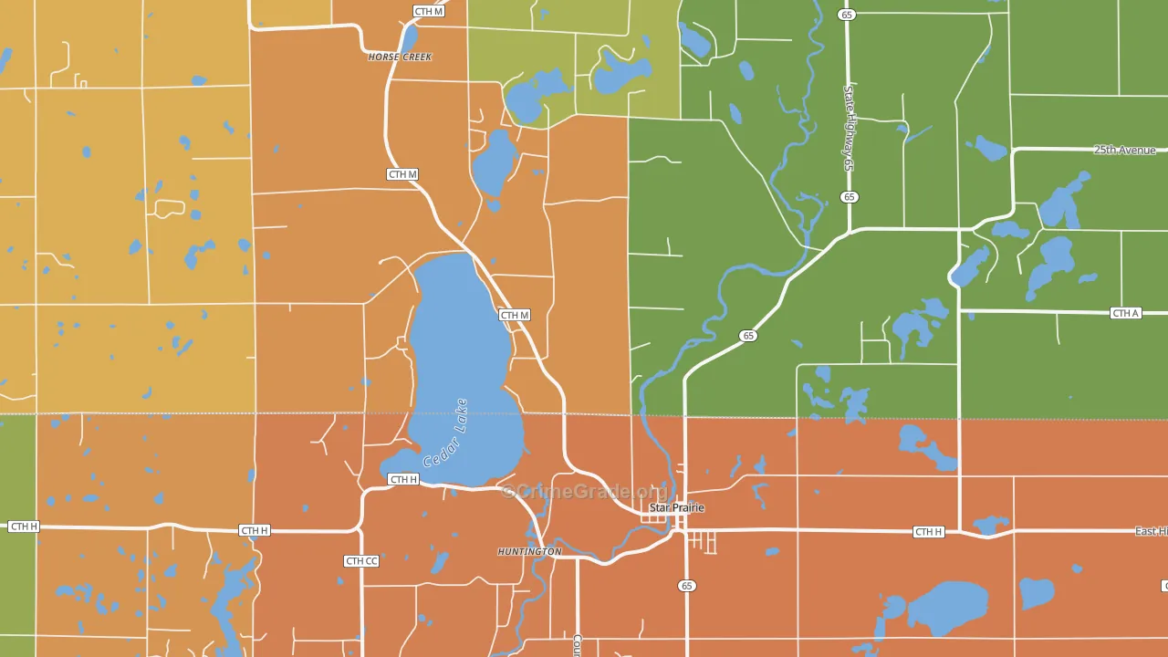 Star Prairie, WI Map of Assault Rates