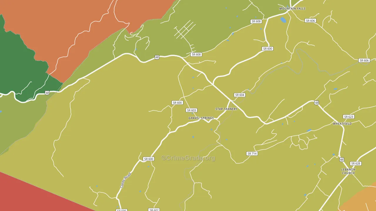 Star Tannery, VA Map of Assault Rates