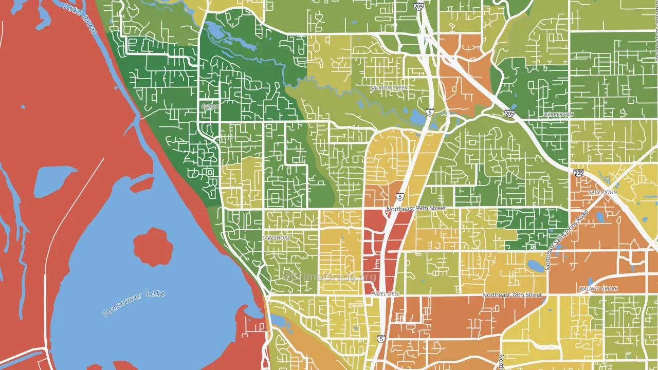 Starcrest, Salmon Creek, WA Map of Assault Rates