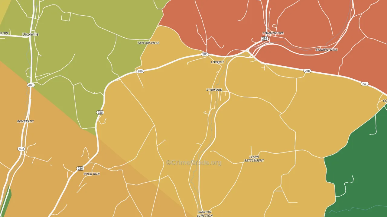 Starford, PA Map of Assault Rates