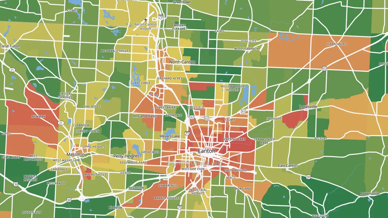 Stark County, OH Map of Assault Rates