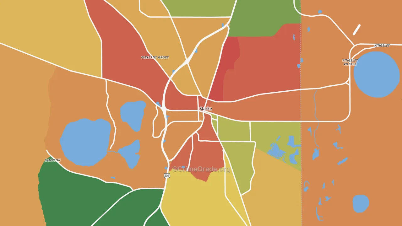 Starke, FL Map of Assault Rates