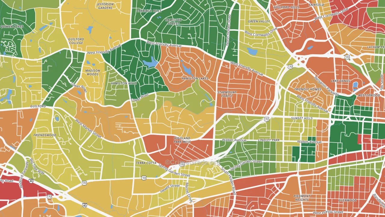 Starmount Forest, Greensboro, NC Map of Assault Rates