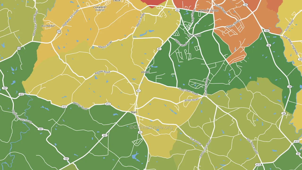 Starr, SC Map of Assault Rates