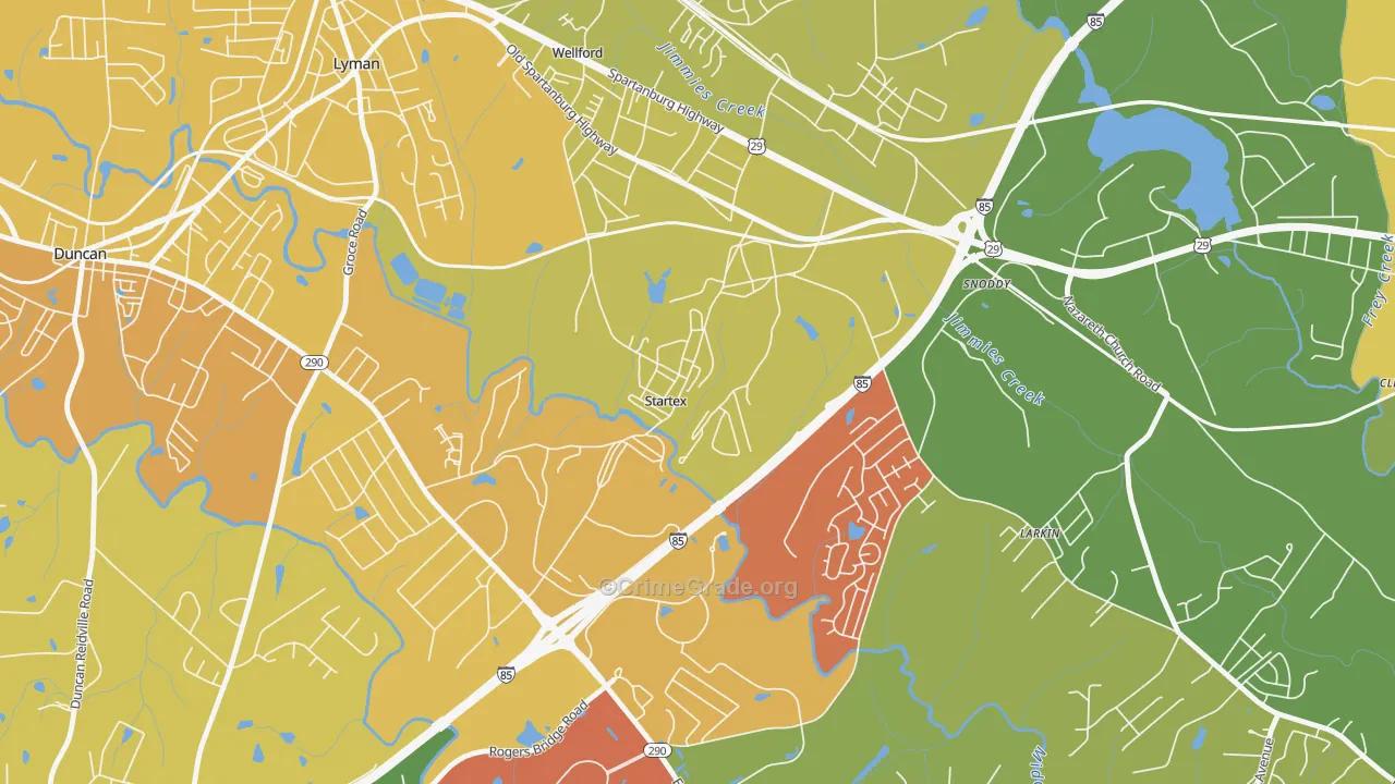 Startex, SC Map of Assault Rates