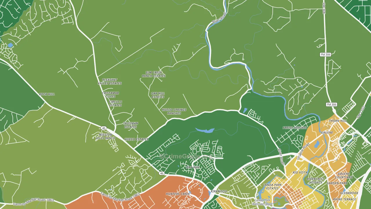 Startzville, TX Map of Assault Rates