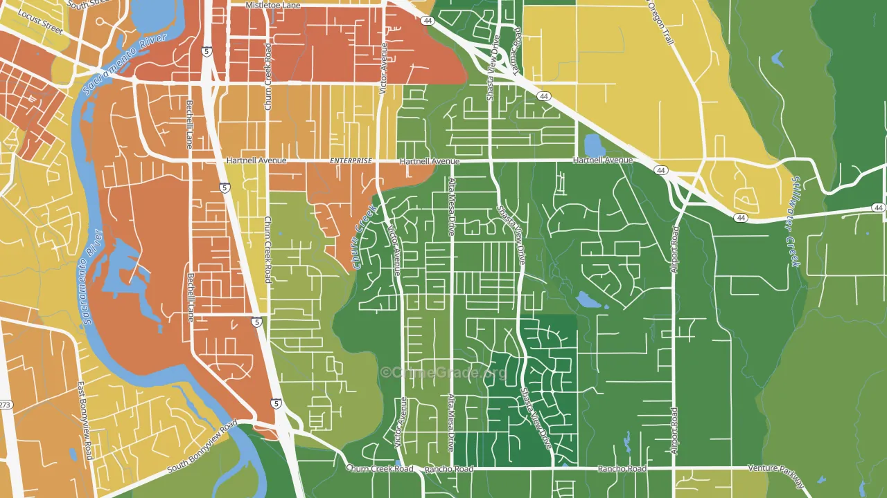 Starview, Redding, CA Map of Assault Rates