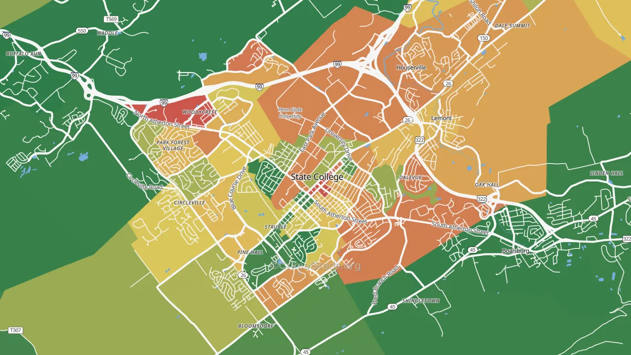 State College, PA Map of Assault Rates