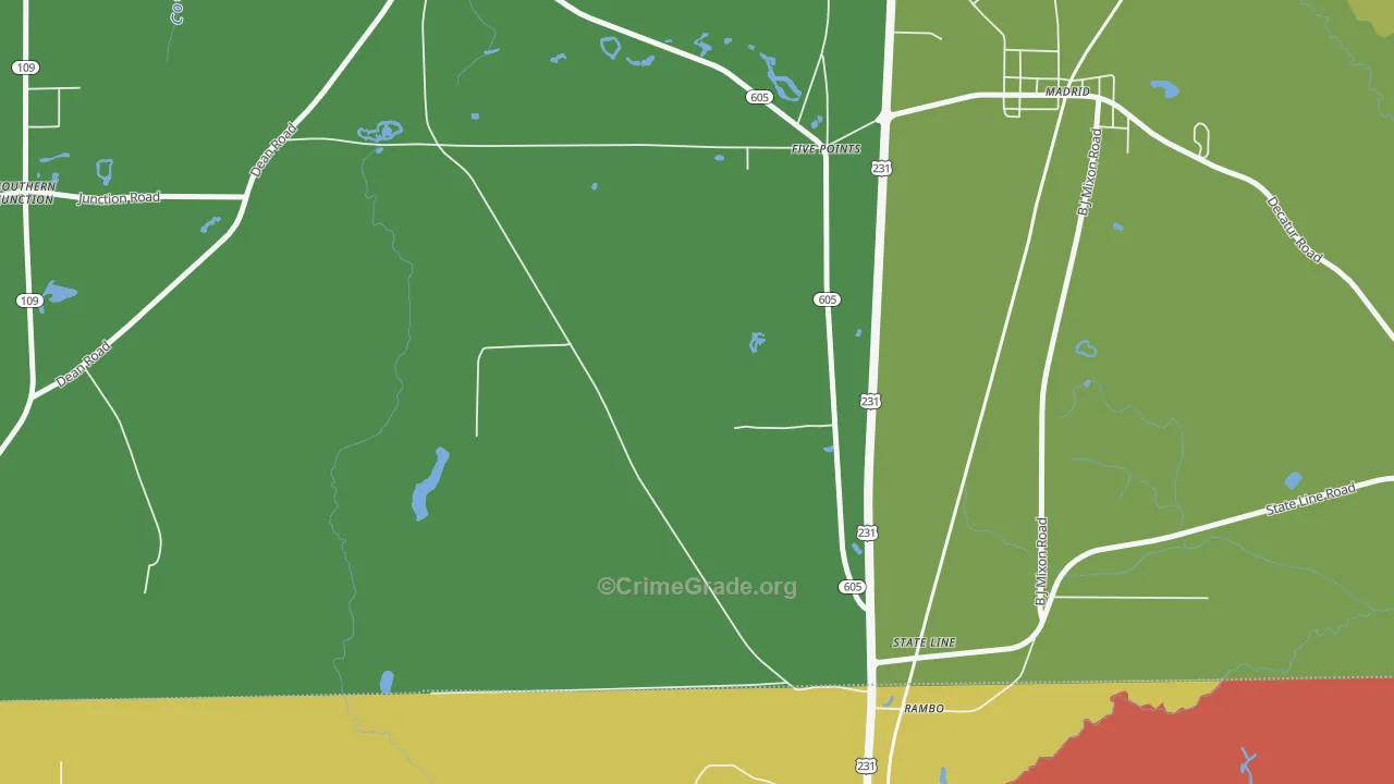 State Line, AL Map of Assault Rates