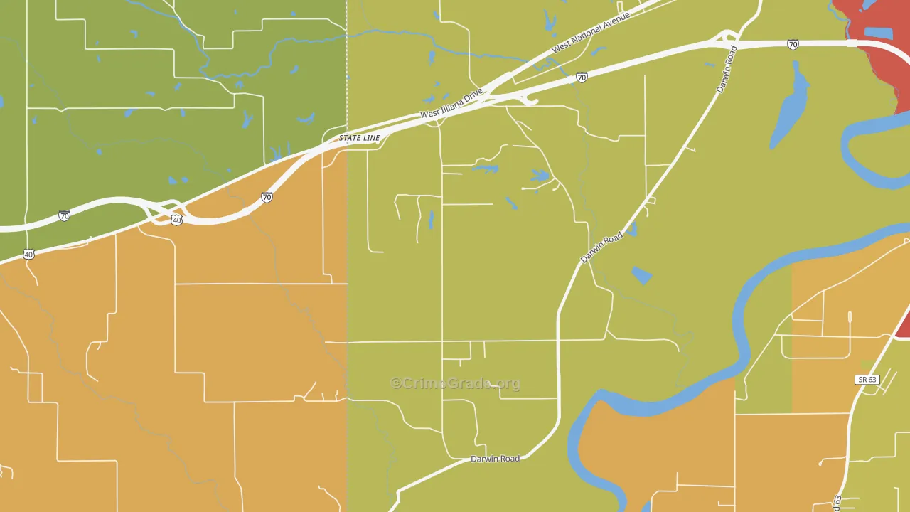 State Line, IN Map of Assault Rates