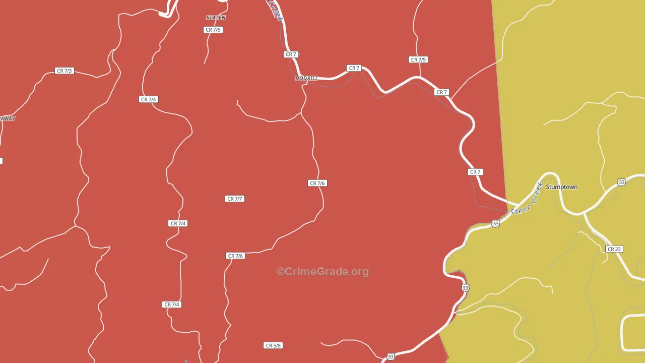 Staten, WV Map of Assault Rates