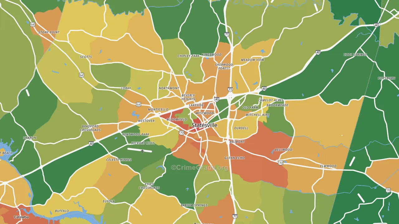 Statesville, NC Map of Assault Rates