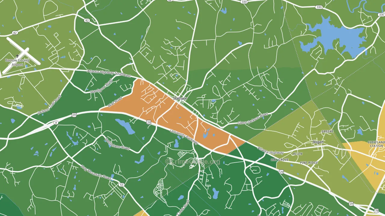 Statham, GA Map of Assault Rates