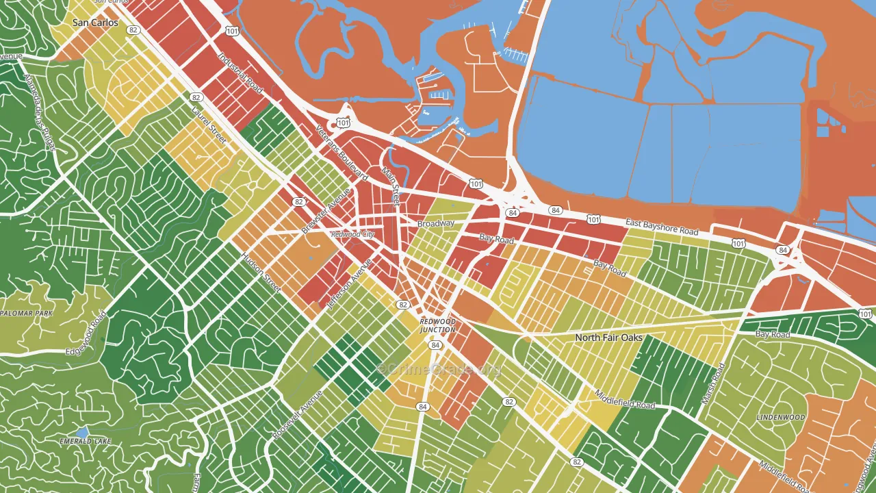 Staumbaugh Heller, Redwood City, CA Map of Assault Rates