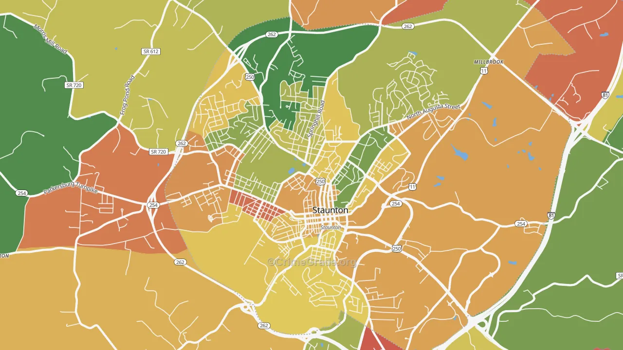 Staunton City, VA Map of Assault Rates