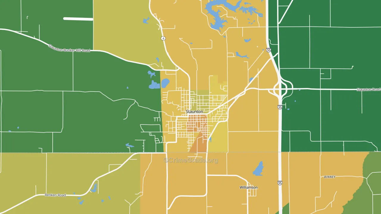 Staunton, IL Map of Assault Rates