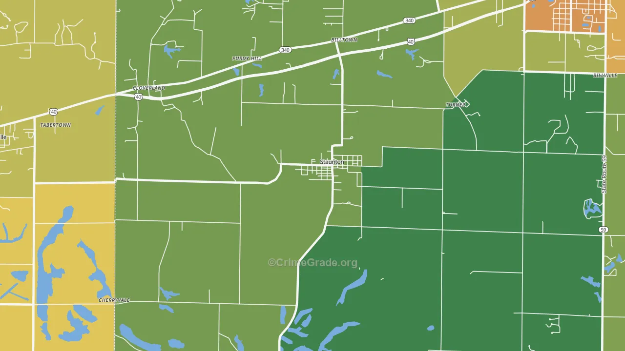 Staunton, IN Map of Assault Rates