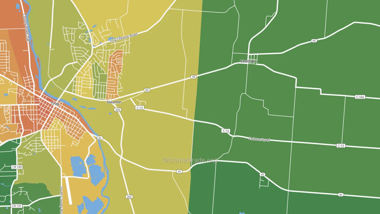 Staunton, OH Map of Assault Rates